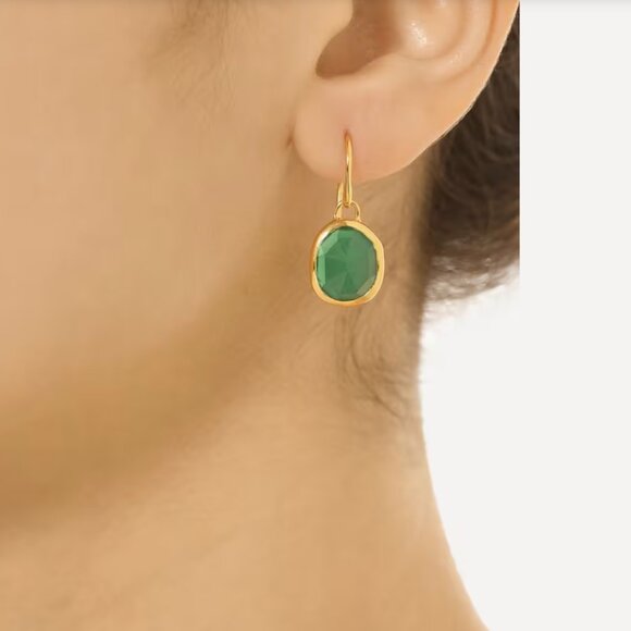 MONICA VINADER Jewelry - Monica Vinader Gold Plated Vermeil Silver Siren Green Onyx Drop Earrings